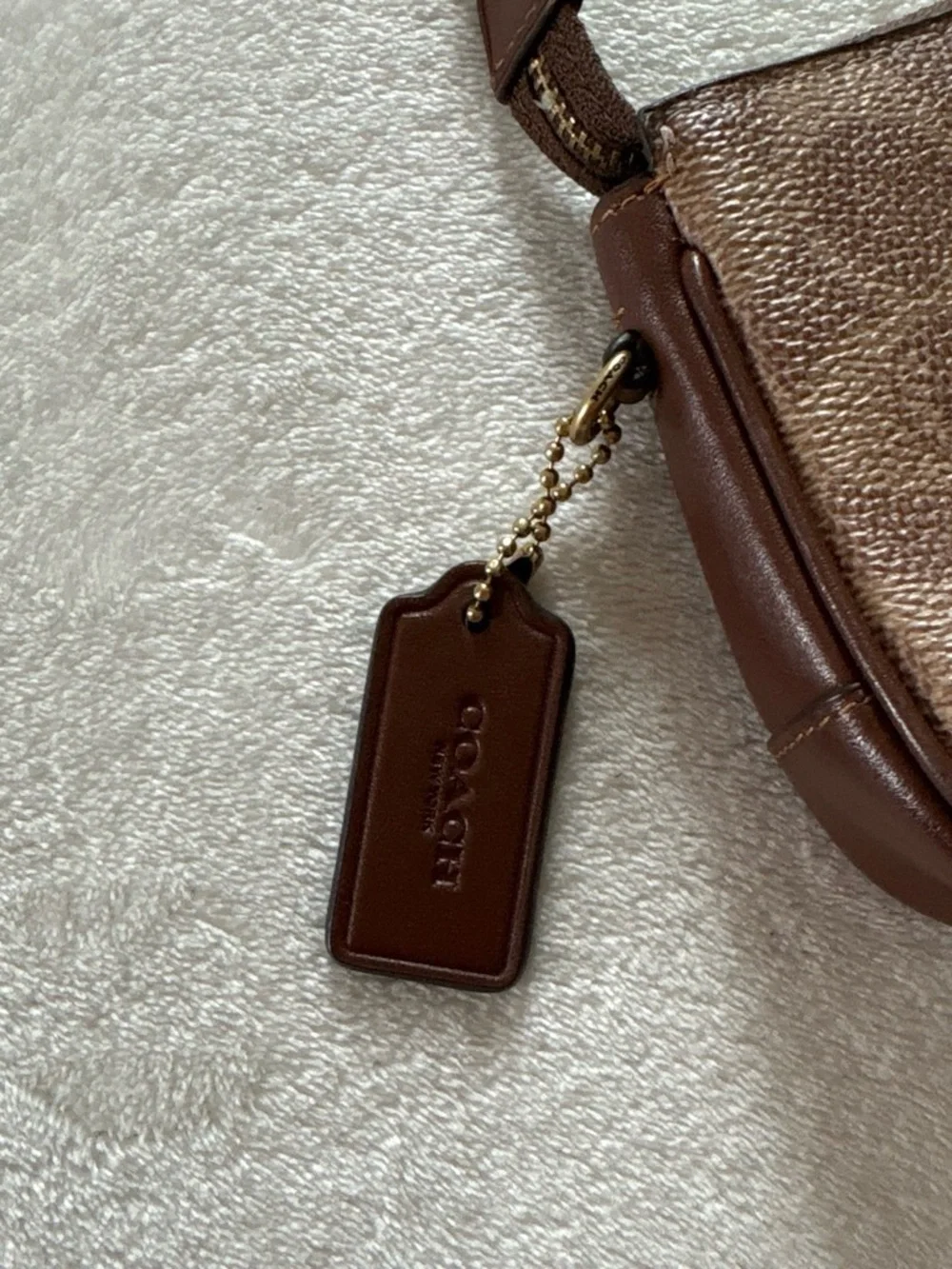 Coach Monogram Slim Tan Brown Canvas Plaza Bag Purse 7